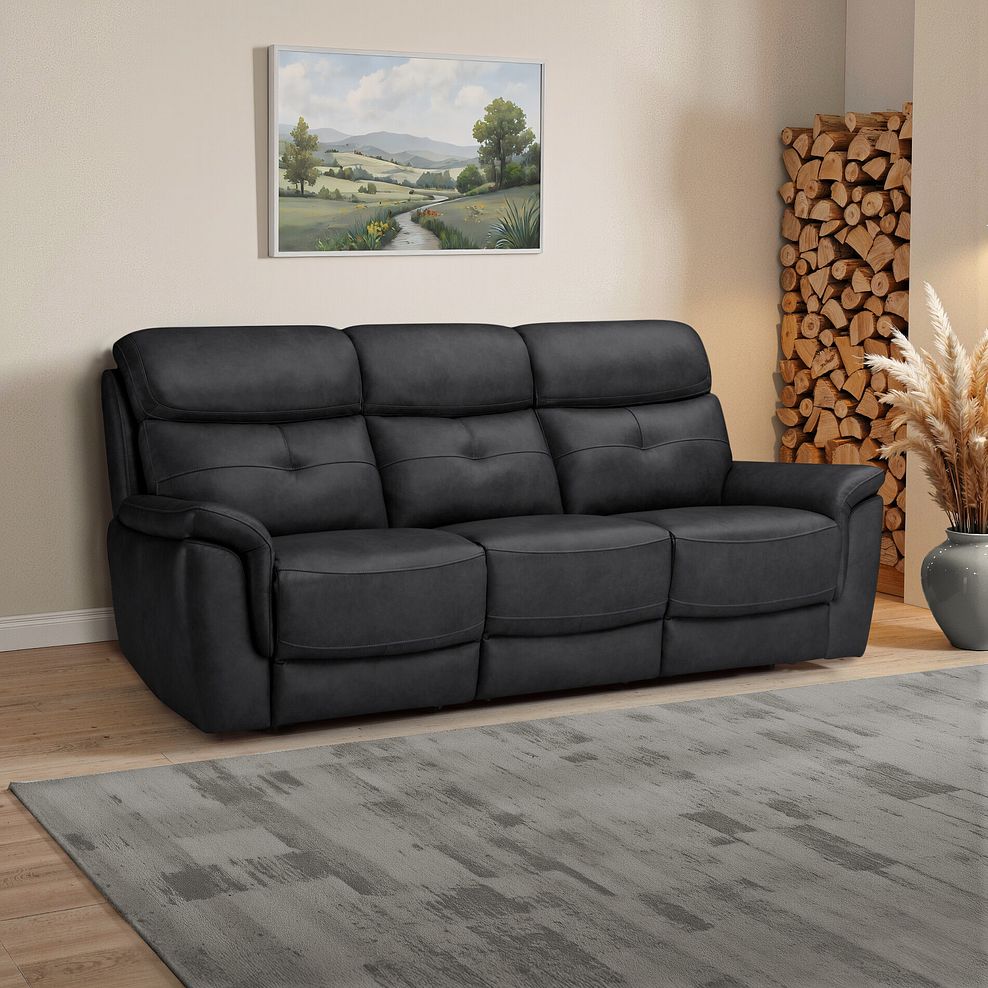 Iver 3 Seater Sofa in Amara Black Leather 1