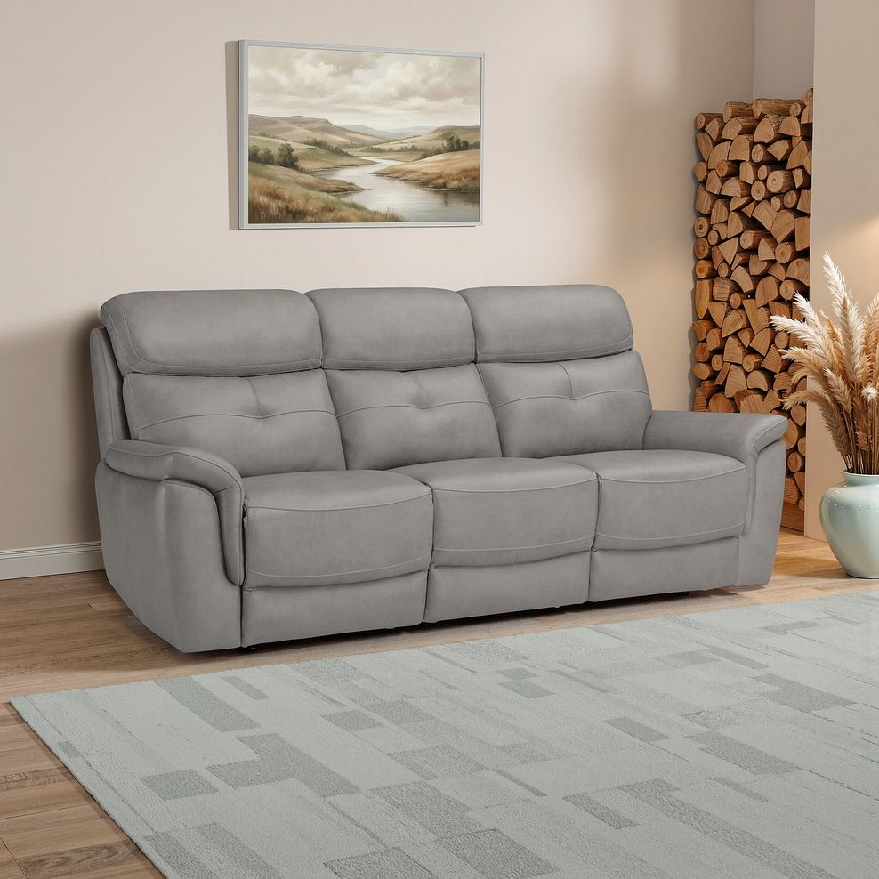 Iver 3 Seater Sofa in Amara Light Grey Leather 1