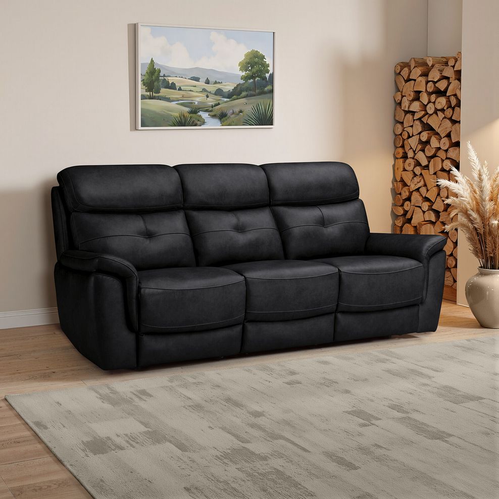 Iver 3 Seater Sofa in Odyssey Black Leather 1