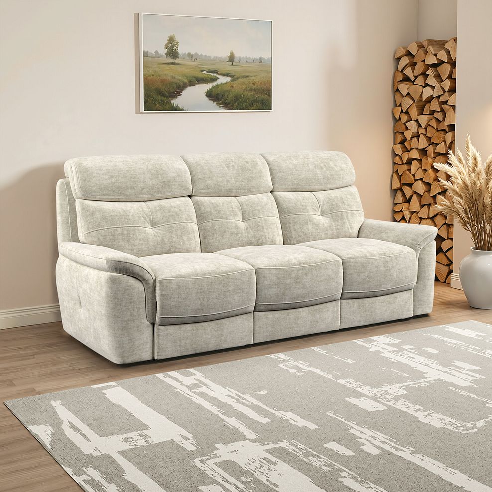 Iver 3 Seater Sofa in Plush Beige Fabric 1