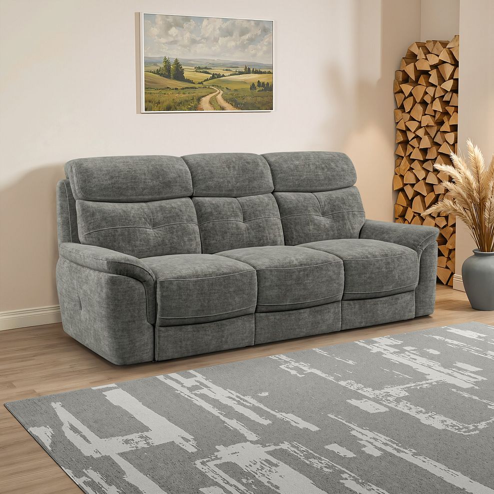Iver 3 Seater Sofa in Plush Charcoal Fabric 1