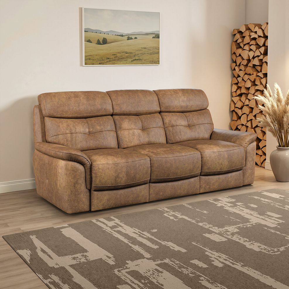 Iver 3 Seater Sofa in Ranch Brown Fabric 1