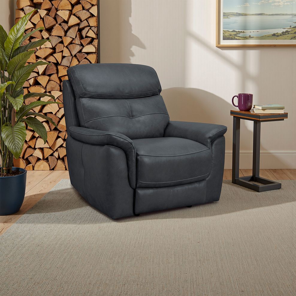Iver Armchair in Amara Dark Grey Leather 1