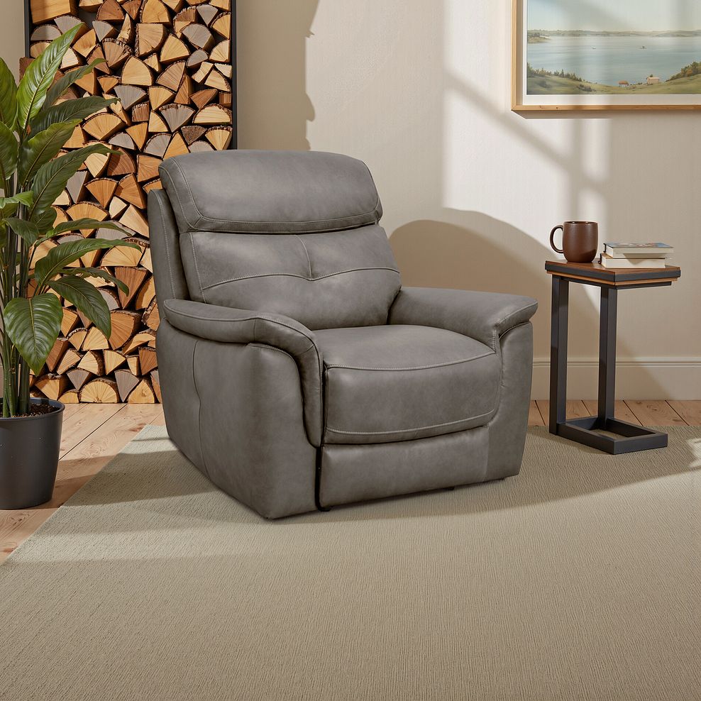 Iver Armchair in Odyssey Dark Grey Leather 1