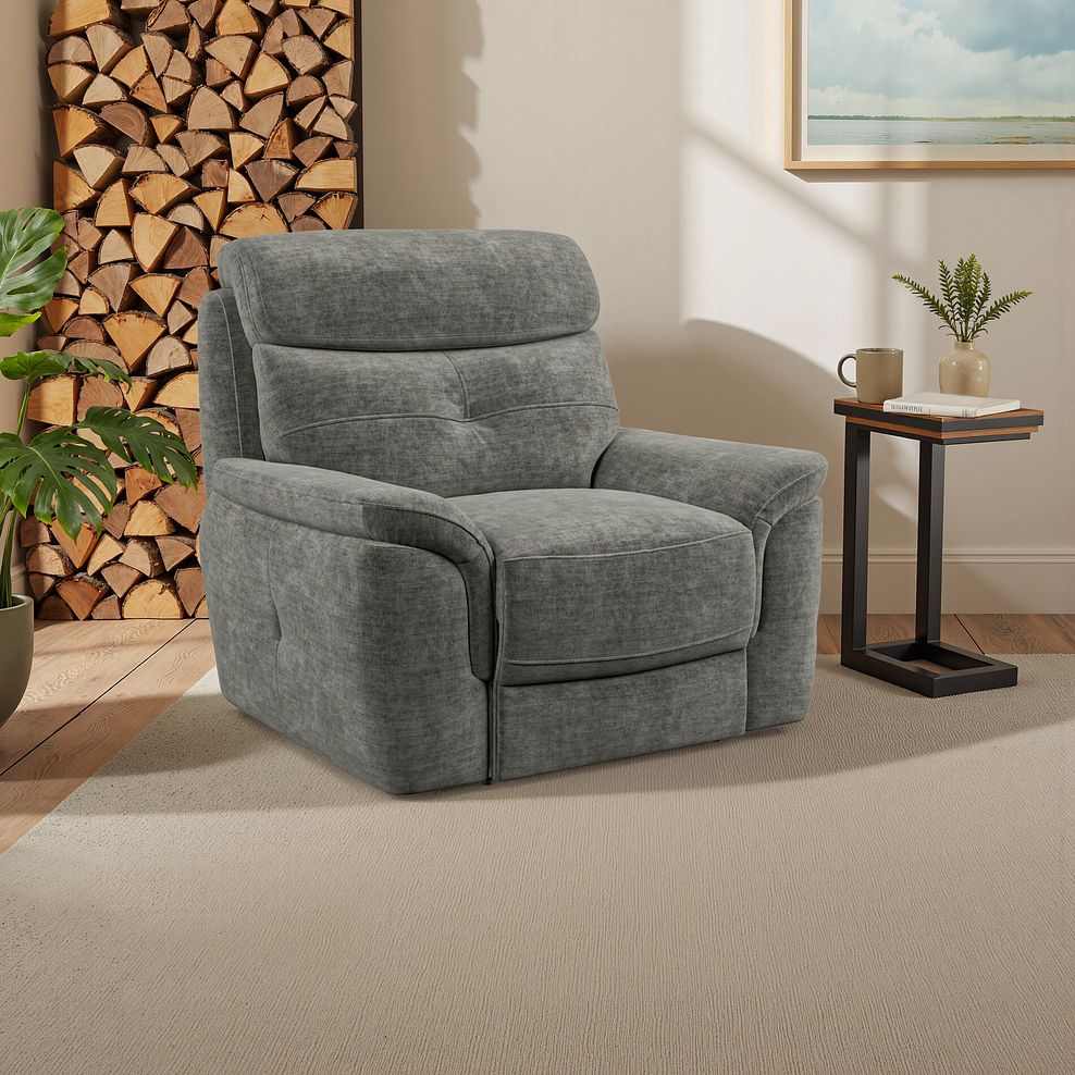 Iver Armchair in Plush Charcoal Fabric 1