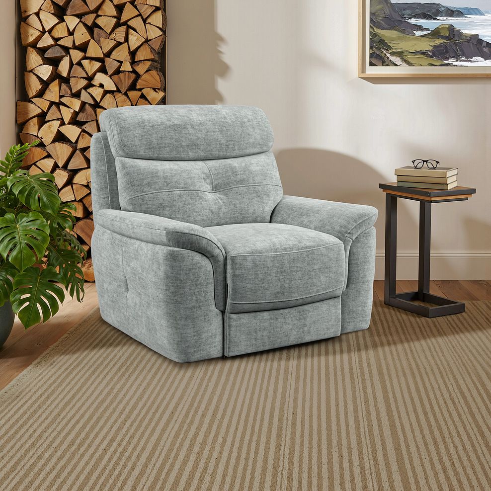 Iver Armchair in Plush Silver Fabric 1
