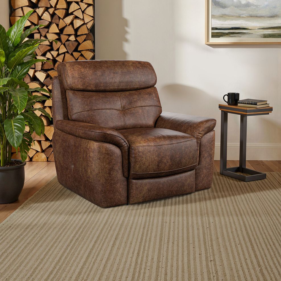 Iver Armchair in Ranch Dark Brown Fabric 1