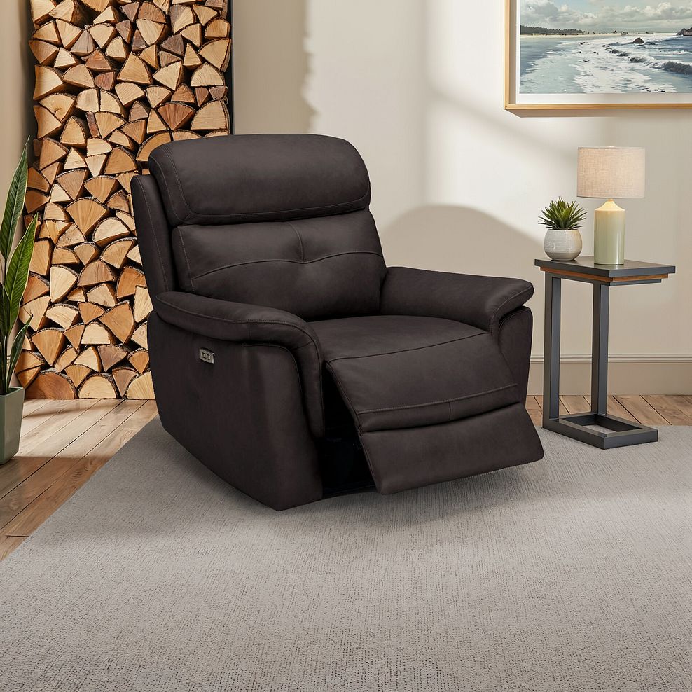 Iver Electric Recliner Armchair in Amara Brown Leather 1