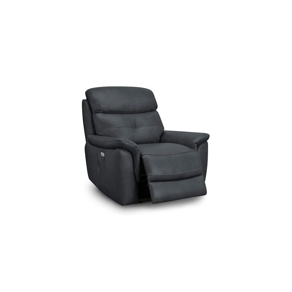Iver Electric Recliner Armchair in Amara Dark Grey Leather 2