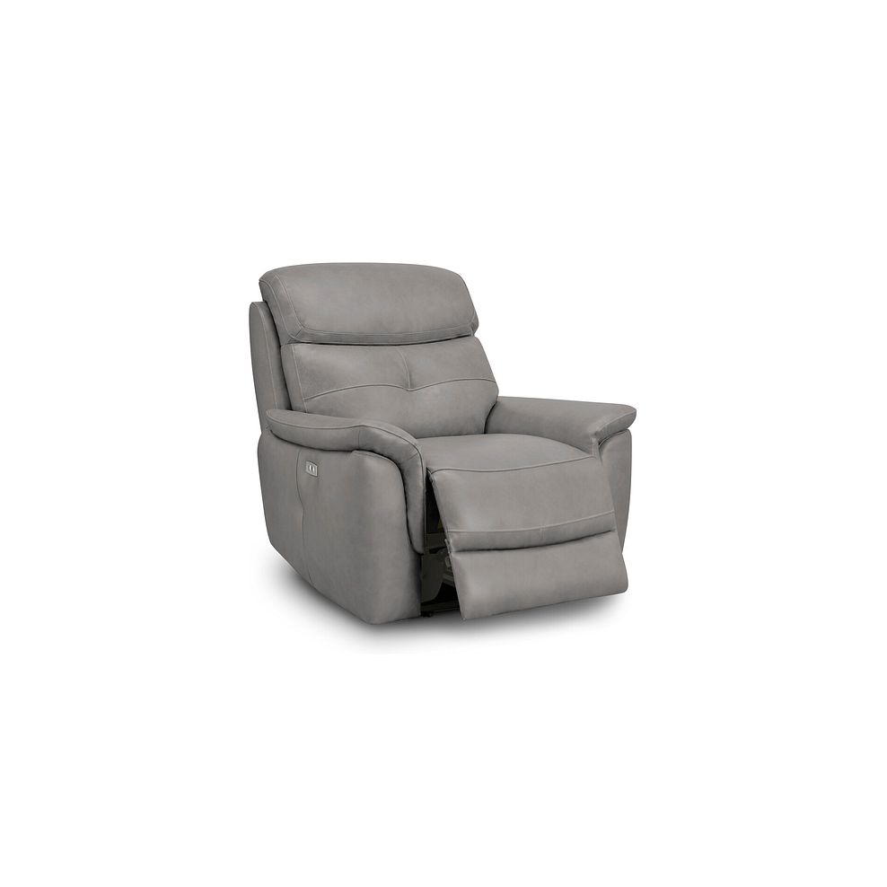 Iver Electric Recliner Armchair in Amara Light Grey Leather 2