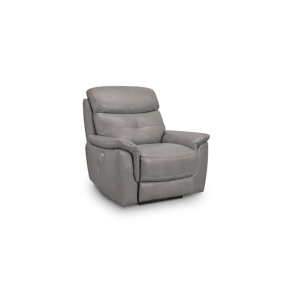 Iver Electric Recliner Armchair in Amara Light Grey Leather 1