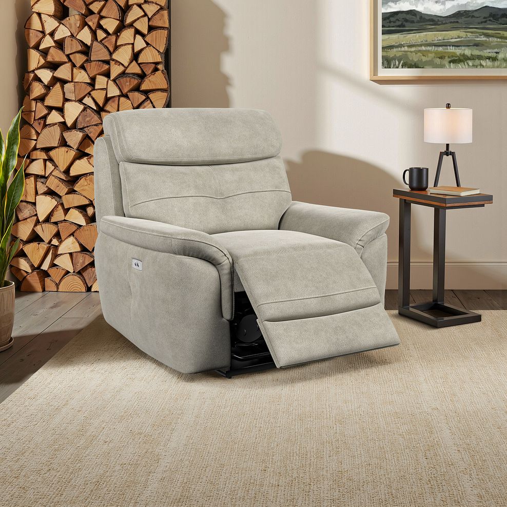 Iver Electric Recliner Armchair in Miller Taupe Fabric 1