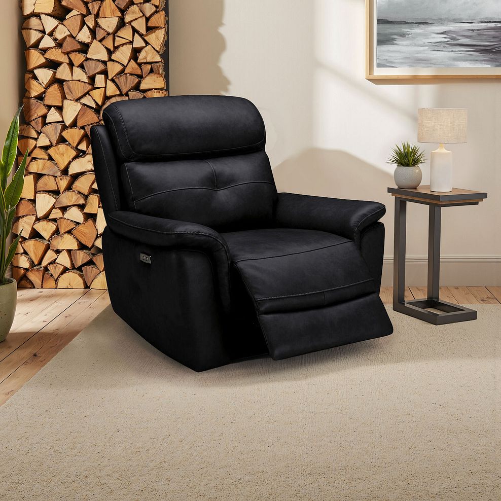 Iver Electric Recliner Armchair in Odyssey Black Leather 1