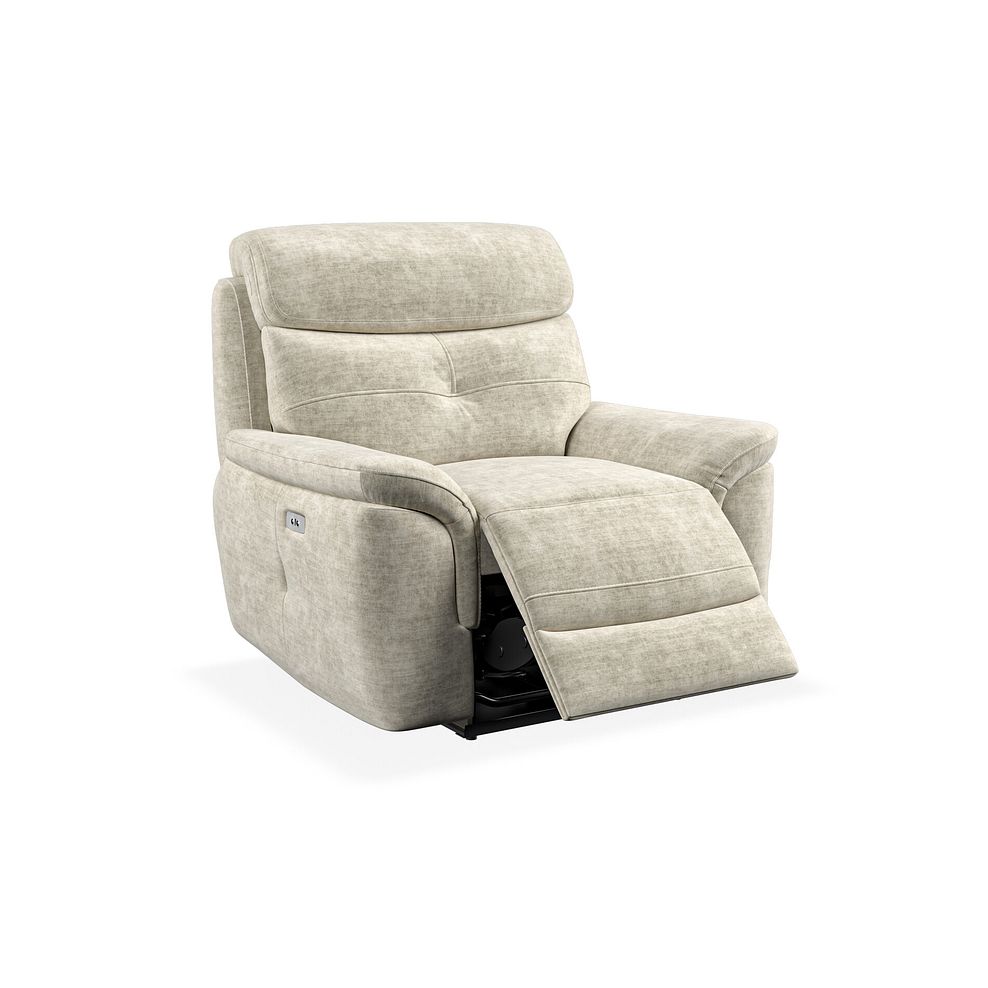 Iver Electric Recliner Armchair in Plush Beige Fabric 2