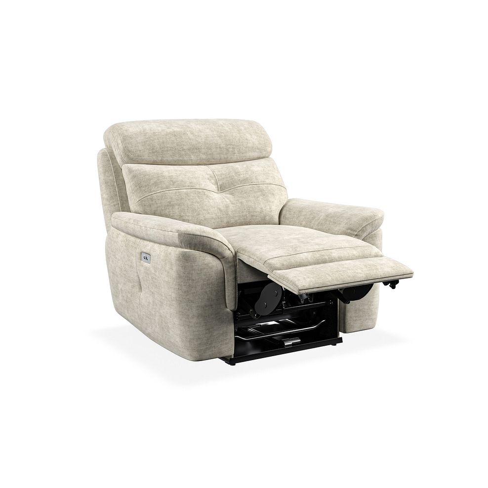 Iver Electric Recliner Armchair in Plush Beige Fabric 3