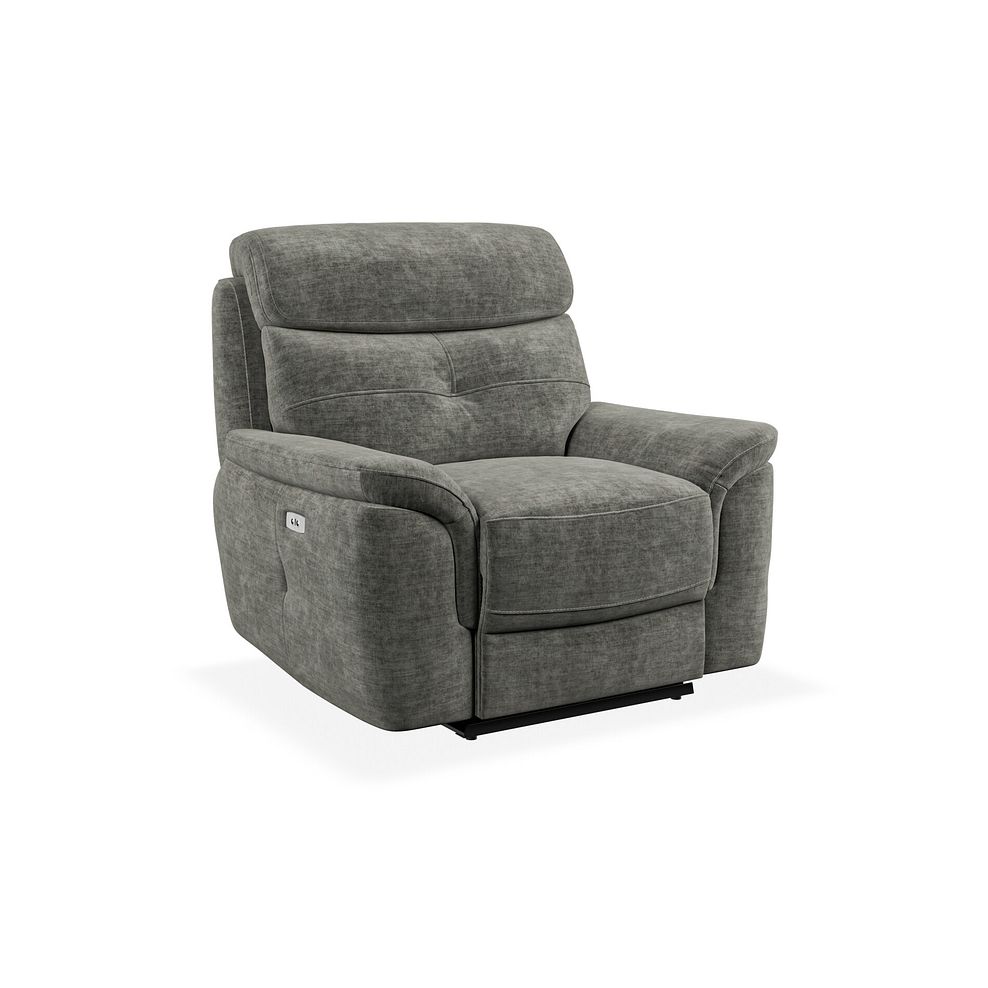 Iver Electric Recliner Armchair in Plush Charcoal Fabric 1