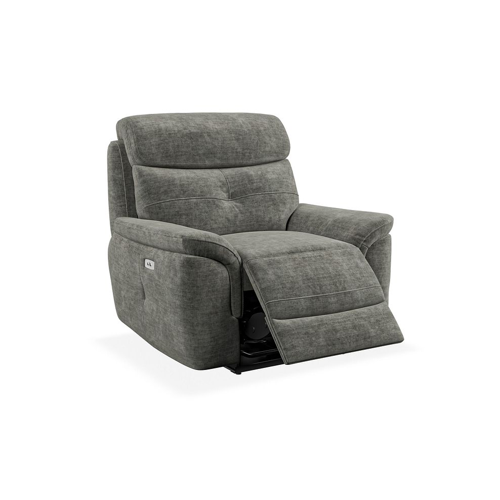 Iver Electric Recliner Armchair in Plush Charcoal Fabric 2