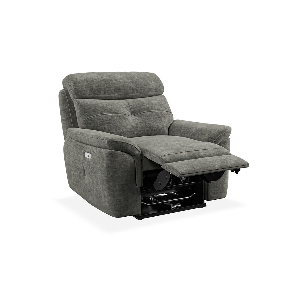 Iver Electric Recliner Armchair in Plush Charcoal Fabric 3