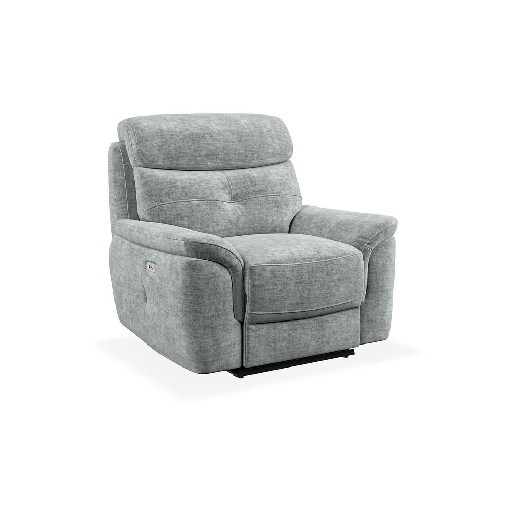 Iver Electric Recliner Armchair in Plush Silver Fabric 3