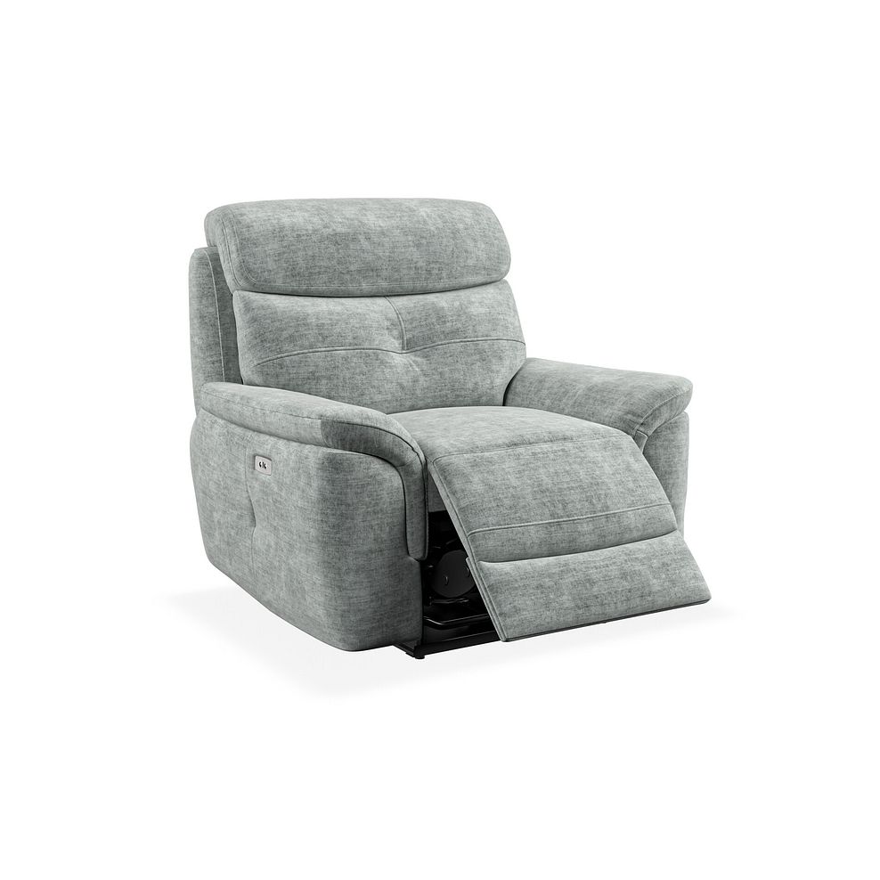Iver Electric Recliner Armchair in Plush Silver Fabric 4