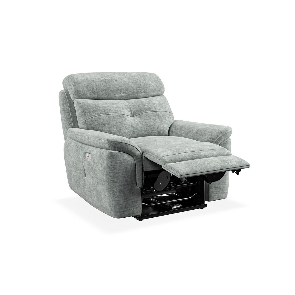 Iver Electric Recliner Armchair in Plush Silver Fabric 5