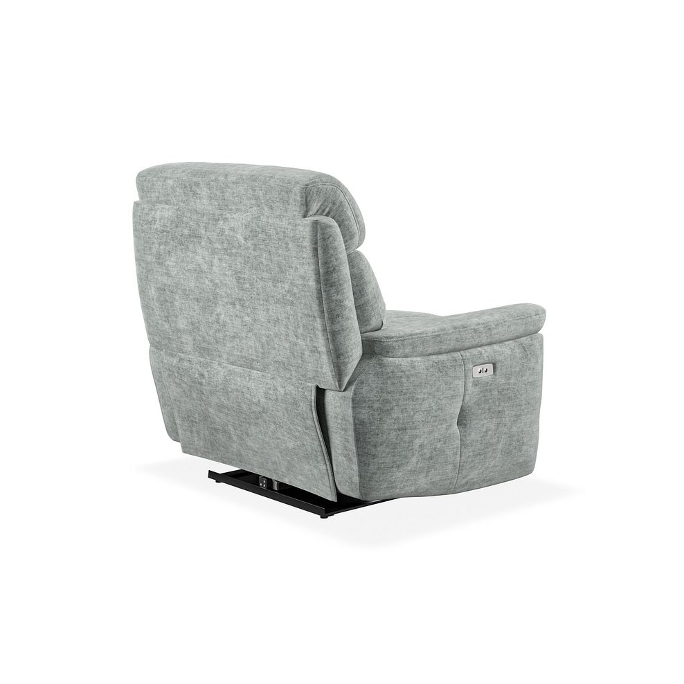 Iver Electric Recliner Armchair in Plush Silver Fabric 7