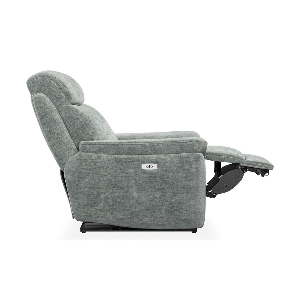 Iver Electric Recliner Armchair in Plush Silver Fabric 9