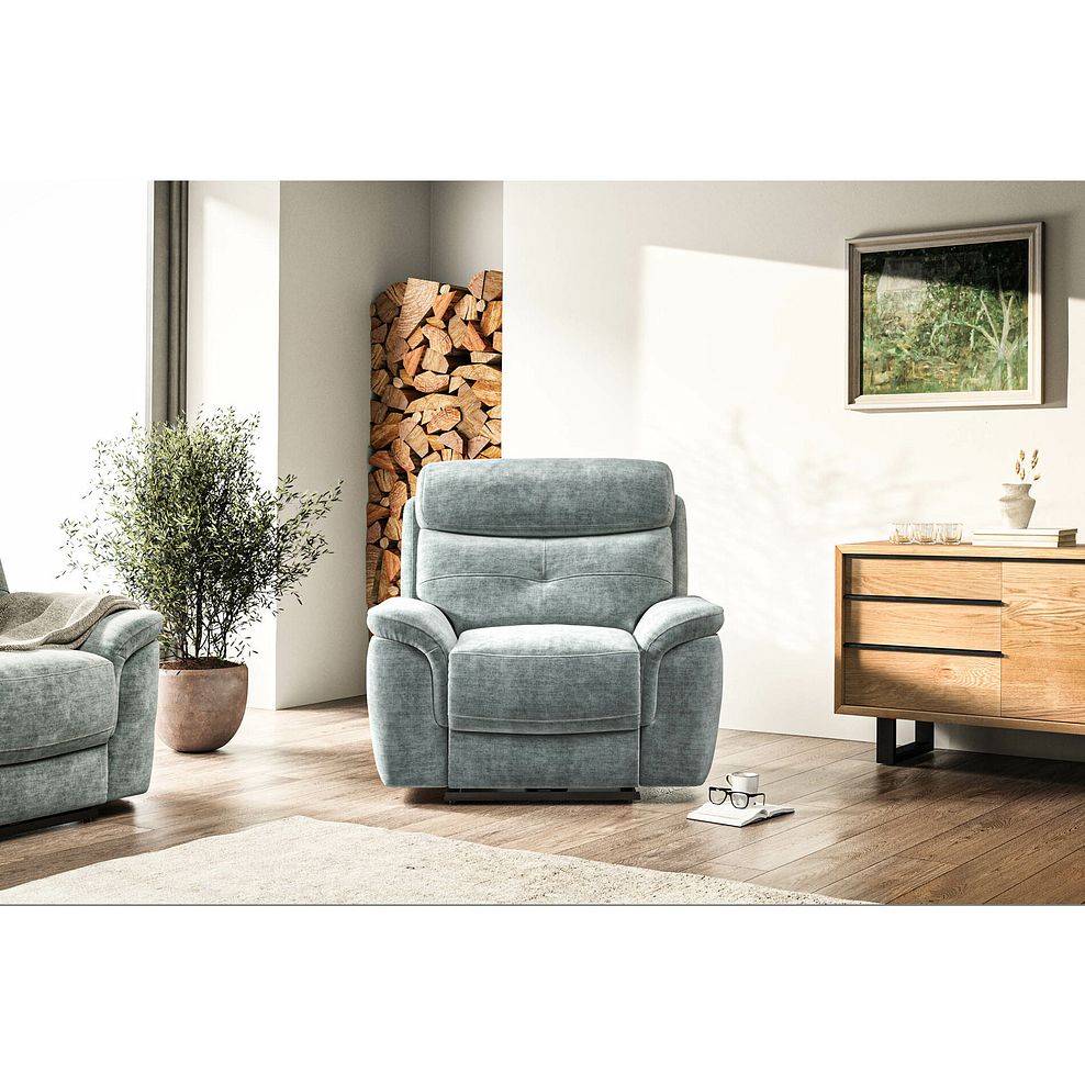 Iver Electric Recliner Armchair in Plush Silver Fabric 1