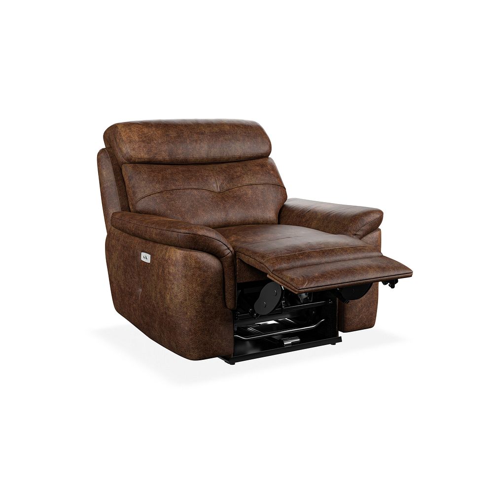 Iver Electric Recliner Armchair in Ranch Dark Brown Fabric 3