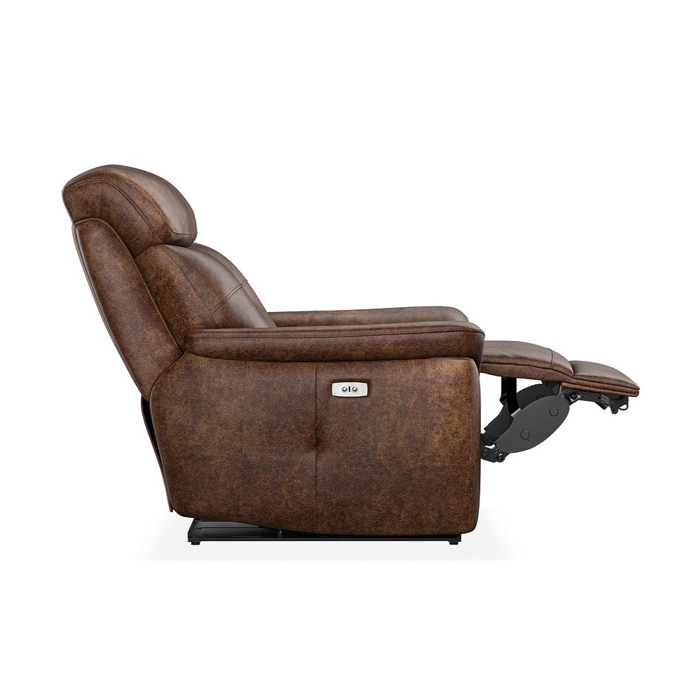 Iver Electric Recliner Armchair in Ranch Dark Brown Fabric 7