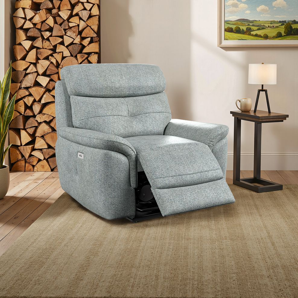 Iver Electric Recliner Armchair in Santos Steel Fabric 1