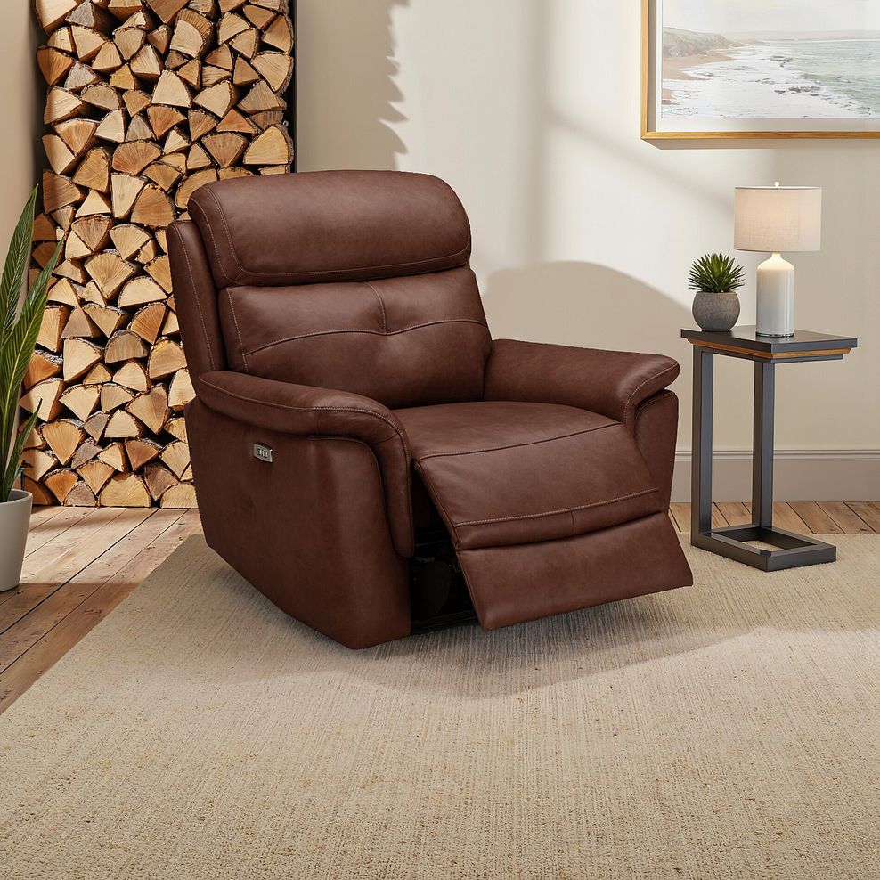 Iver Electric Recliner Armchair in Virgo Chestnut Leather 1