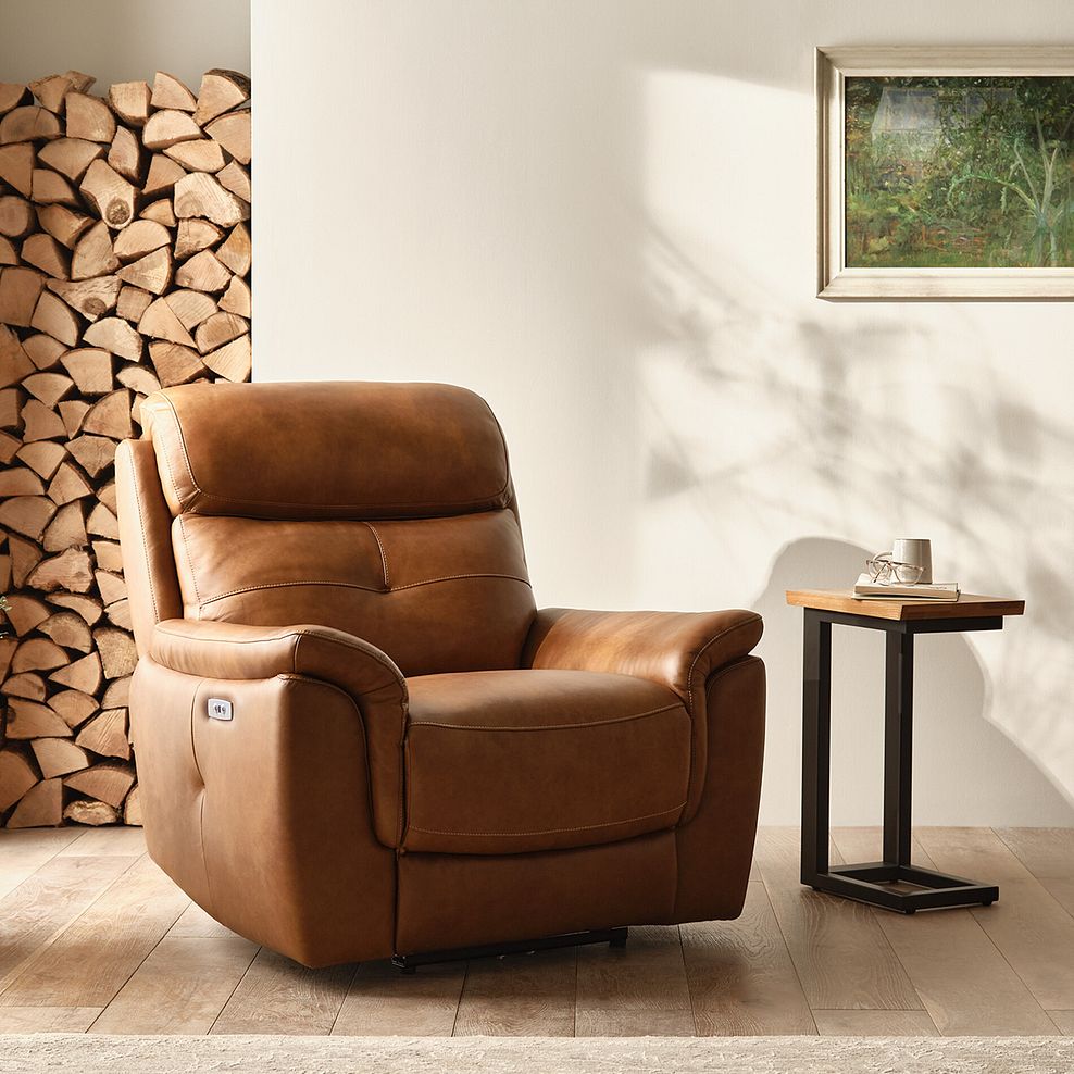Iver Electric Recliner Armchair in Virgo Cognac Leather 1