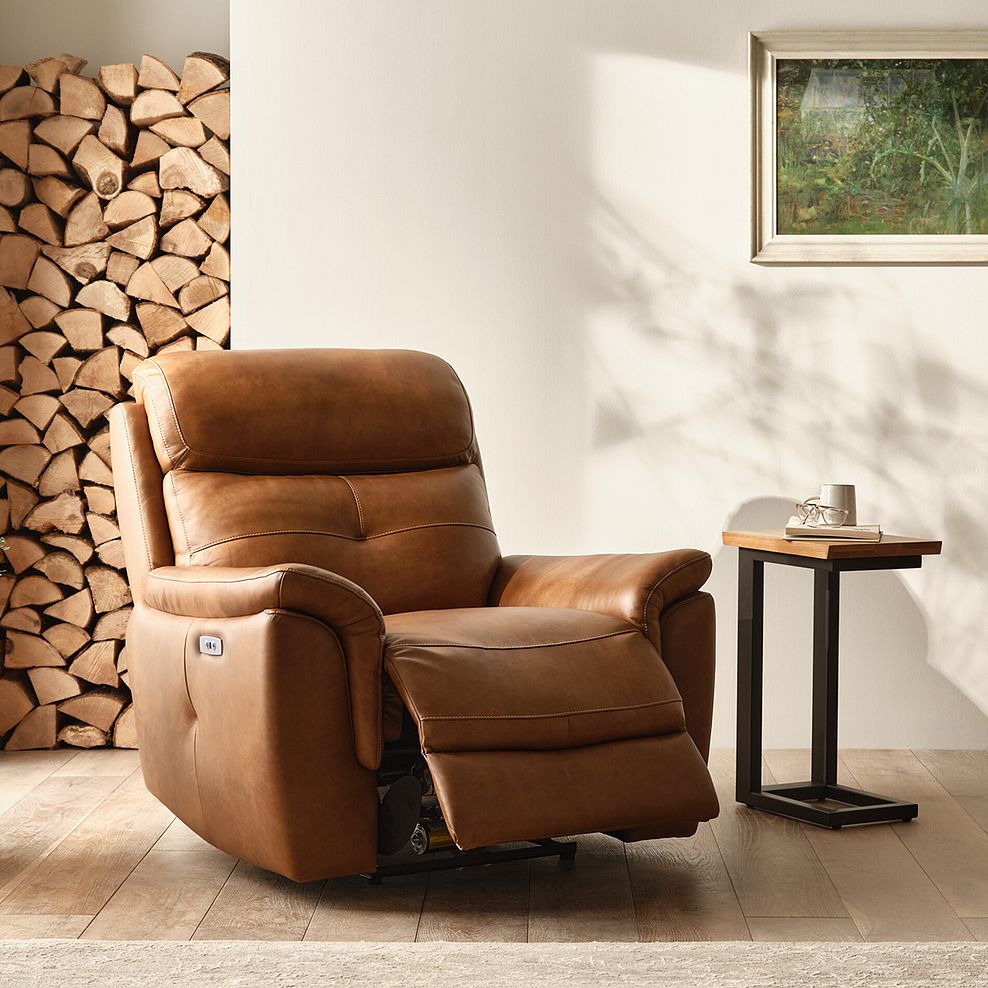 Iver Electric Recliner Armchair in Virgo Cognac Leather 2