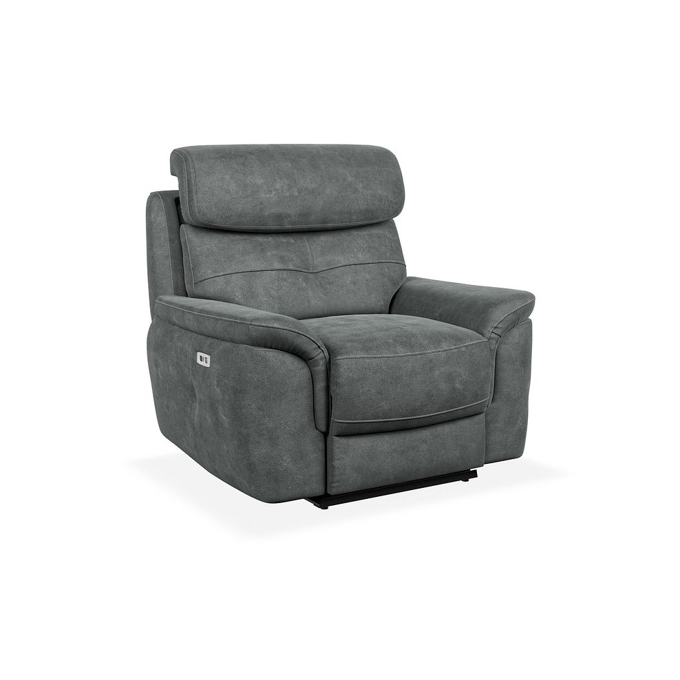 Iver Electric Recliner Armchair with Power Headrest in Miller Grey Fabric 1