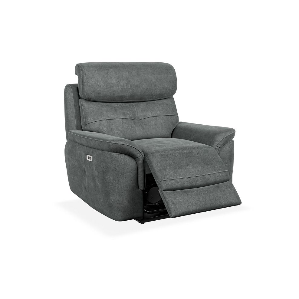 Iver Electric Recliner Armchair with Power Headrest in Miller Grey Fabric 2