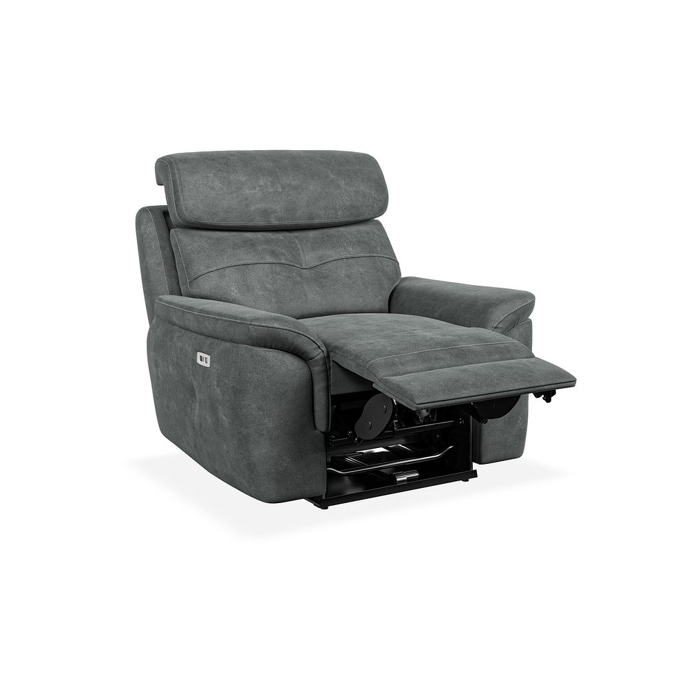 Iver Electric Recliner Armchair with Power Headrest in Miller Grey Fabric 3