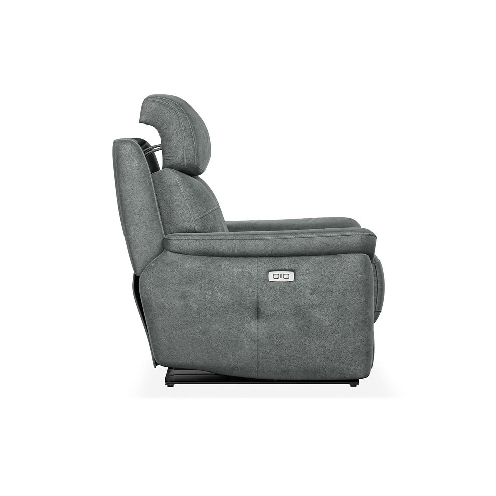 Iver Electric Recliner Armchair with Power Headrest in Miller Grey Fabric 6