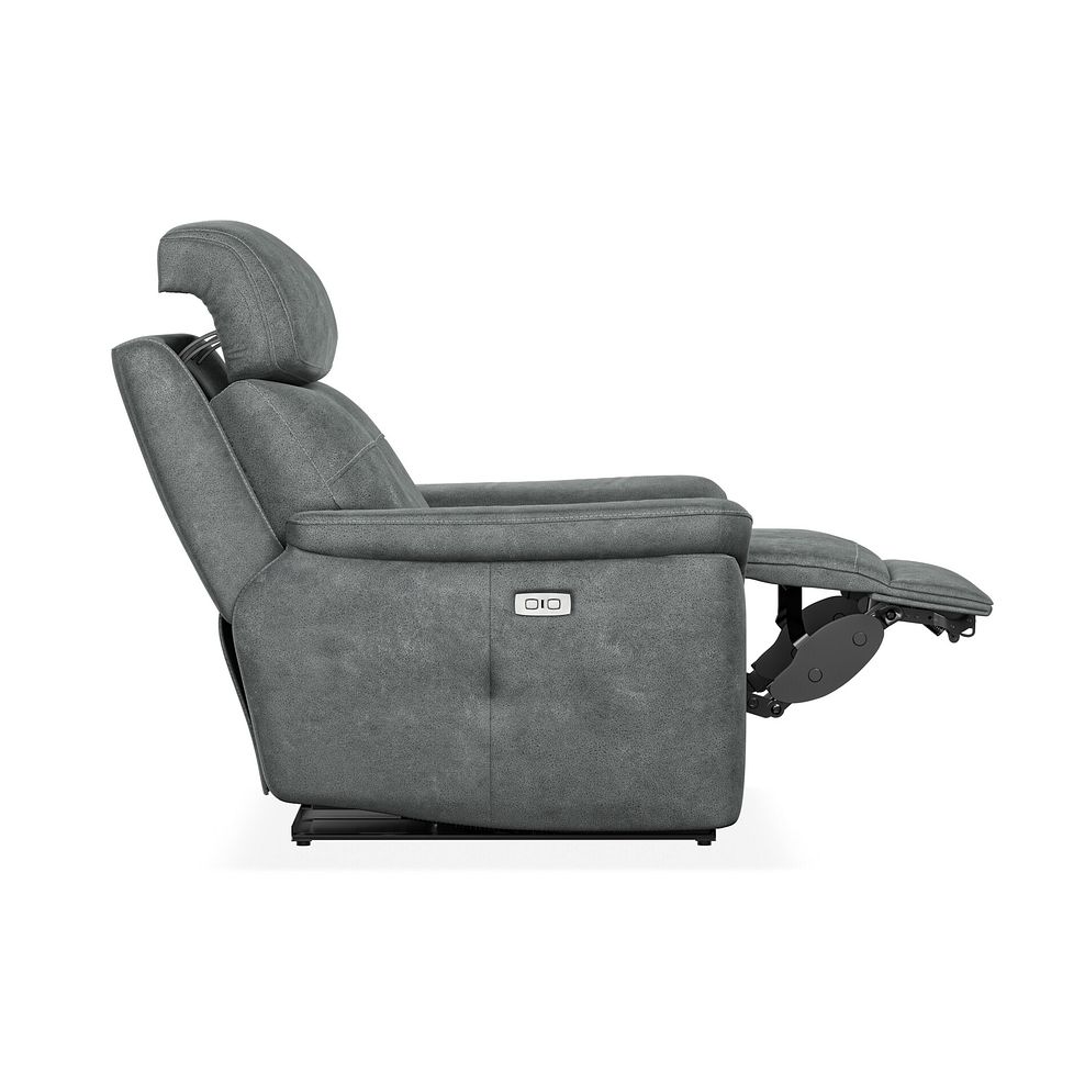 Iver Electric Recliner Armchair with Power Headrest in Miller Grey Fabric 7