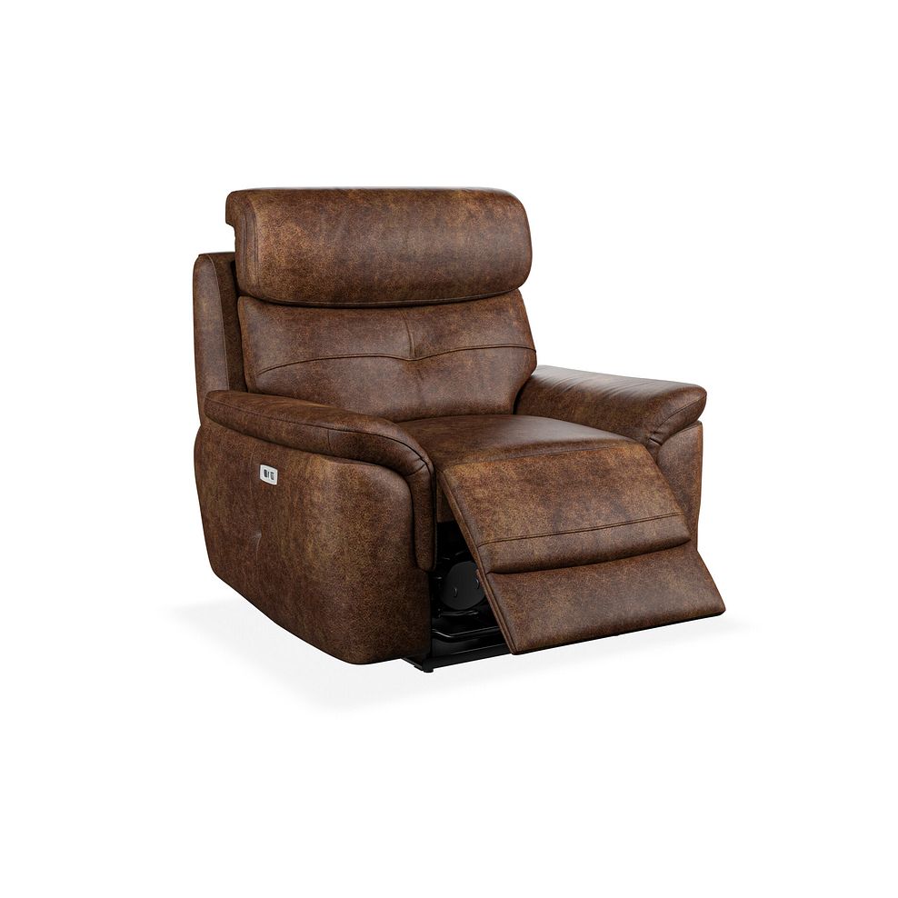 Iver Electric Recliner Armchair with Power Headrest in Ranch Dark Brown Fabric 2