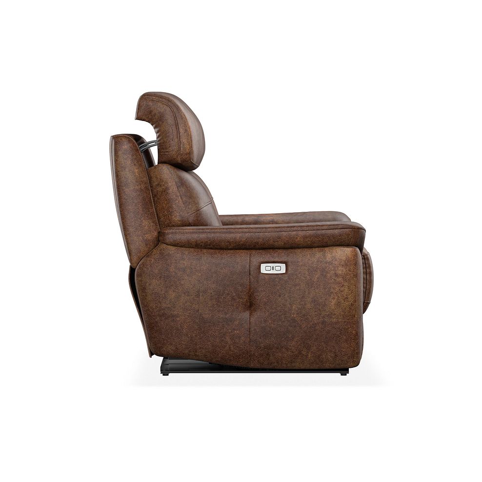 Iver Electric Recliner Armchair with Power Headrest in Ranch Dark Brown Fabric 6