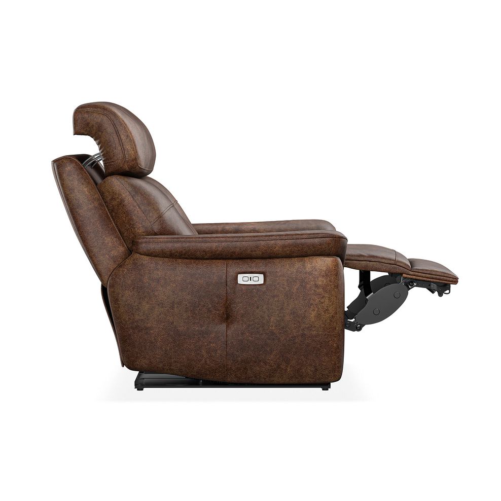 Iver Electric Recliner Armchair with Power Headrest in Ranch Dark Brown Fabric 7