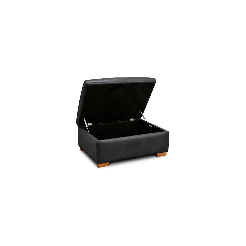 Iver Storage Footstool in Amara Black Leather 2