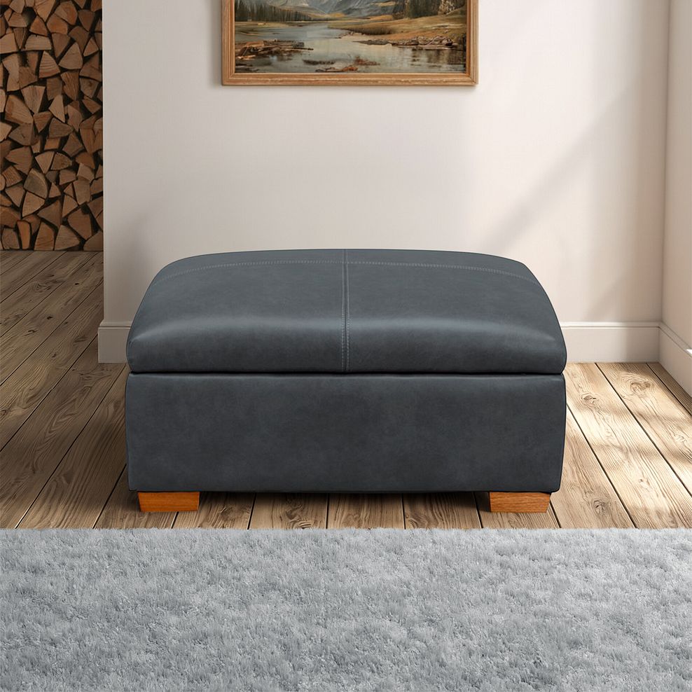 Iver Storage Footstool in Amara Dark Grey Leather 1