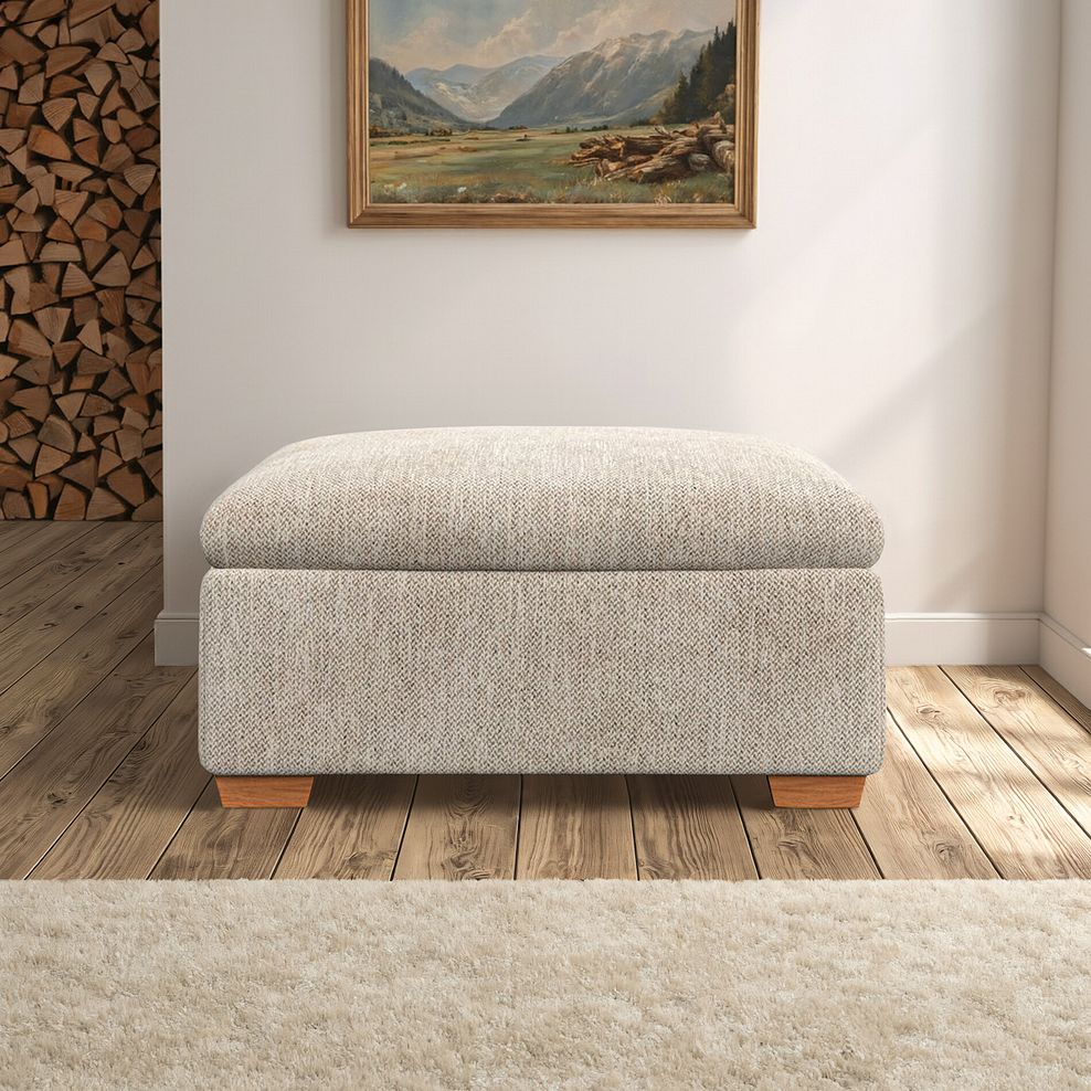 Iver Storage Footstool in Jetta Beige Fabric 1