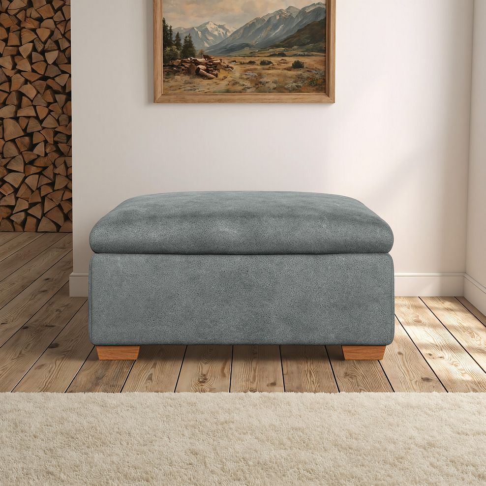 Iver Storage Footstool in Miller Grey Fabric 1