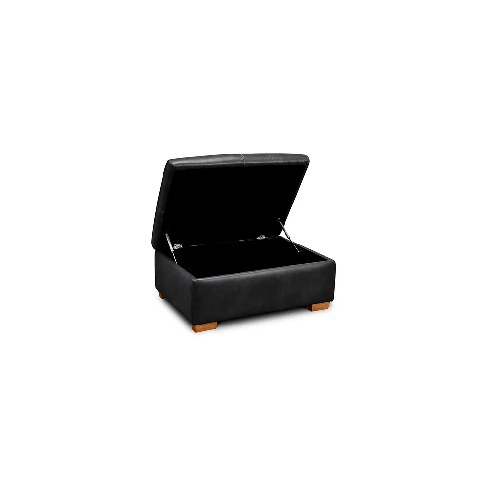 Iver Storage Footstool in Odyssey Black Leather 2