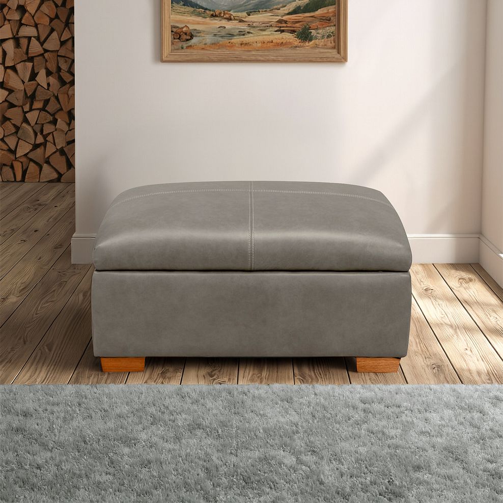 Iver Storage Footstool in Odyssey Dark Grey Leather 1