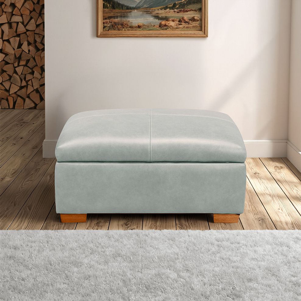 Iver Storage Footstool in Odyssey Light Grey Leather 1