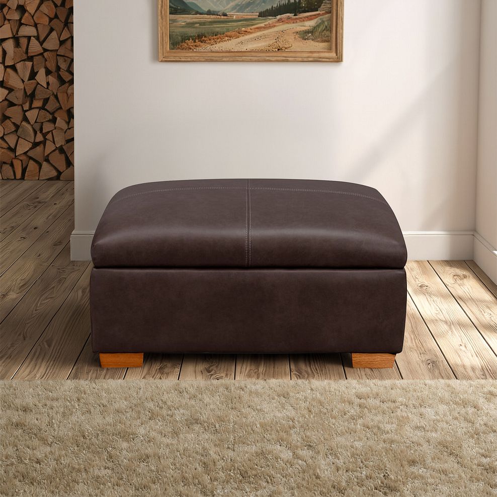 Iver Storage Footstool in Odyssey Two Tone Brown Leather 1